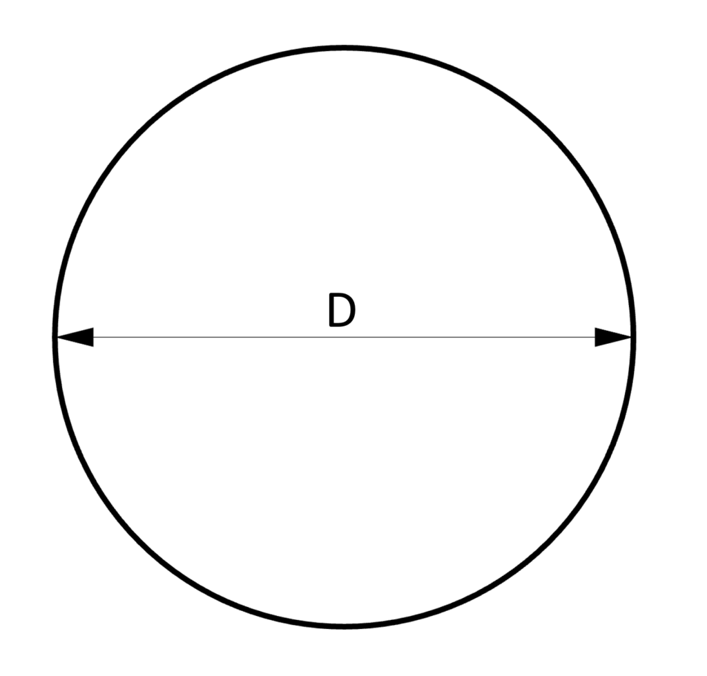 Dimensions of circle circular shape cross section for cross sectional area calculation