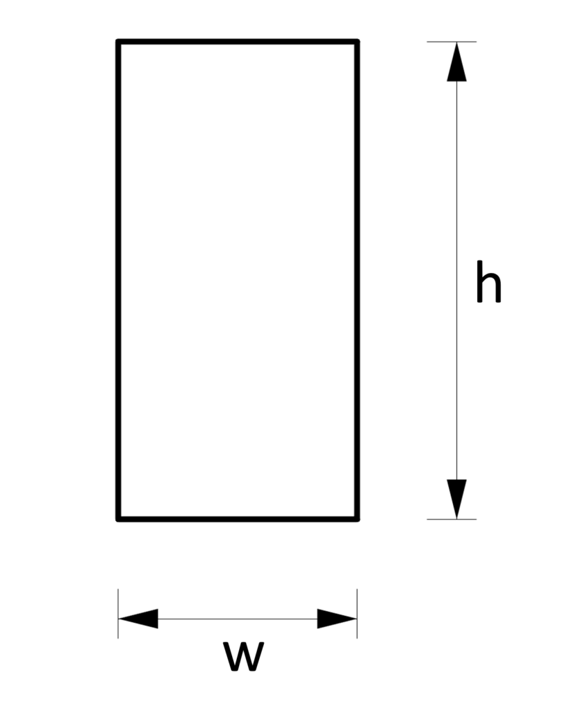 Dimensions of rectangular cross-section or shape for cross-sectional area calculation