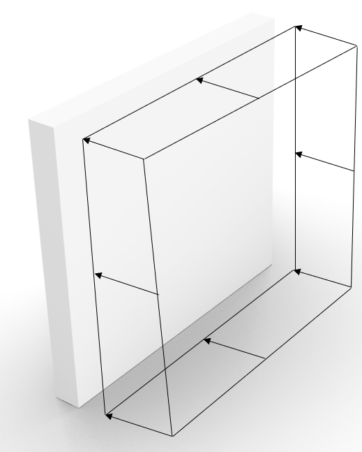 An area load applied to a vertical wall, presenting how the wind load is applied to walls and facades.