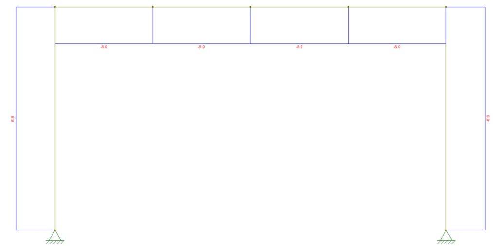 Axial forces at the supports equal the vertical reaction forces. - = compression, + = tension.